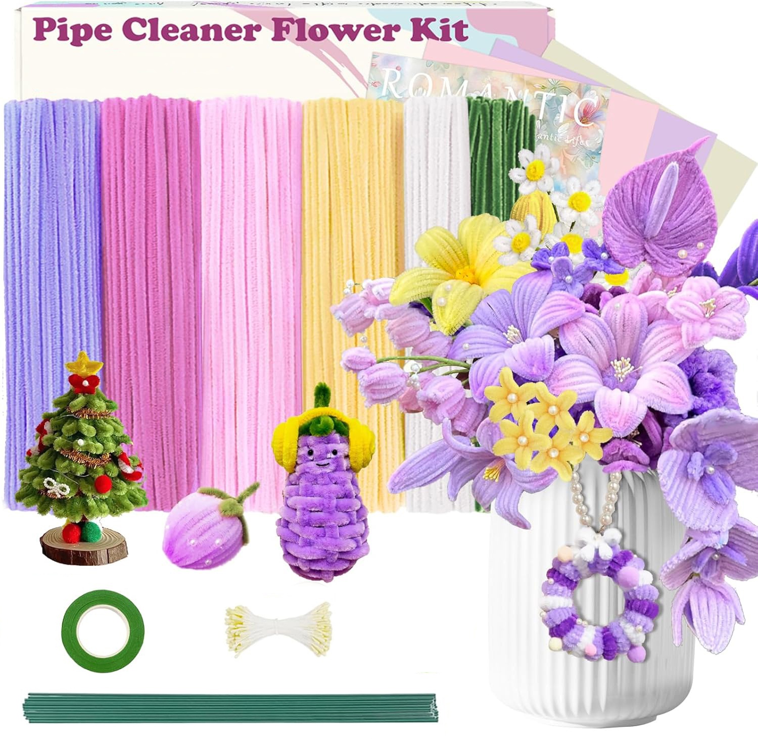 500 Pcs Pipe Cleaners Flower k - Floral Tape Green ulasan dan harga