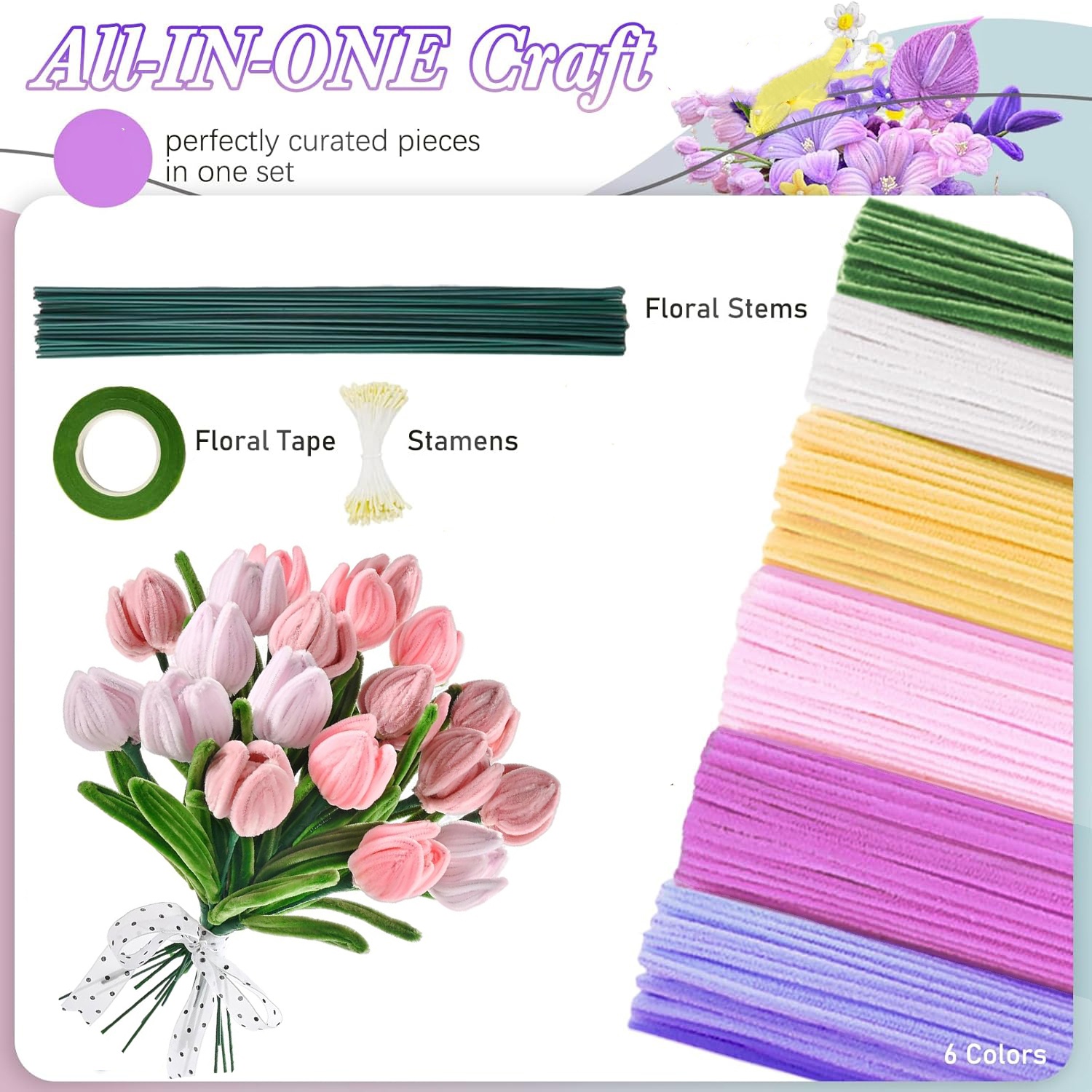 500 Pcs Pipe Cleaners Flower k - Floral Tape Green ulasan dan harga