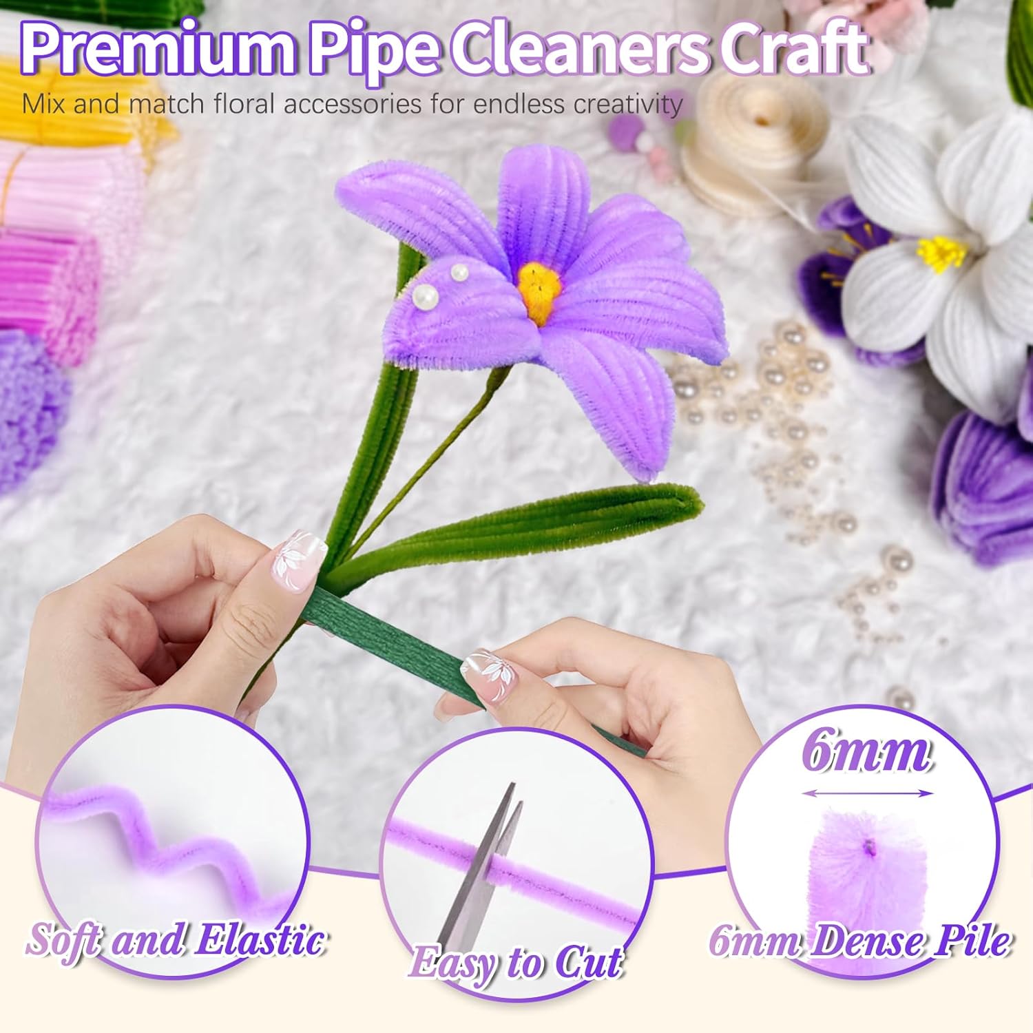 500 Pcs Pipe Cleaners Flower k - Floral Tape Green ulasan dan harga