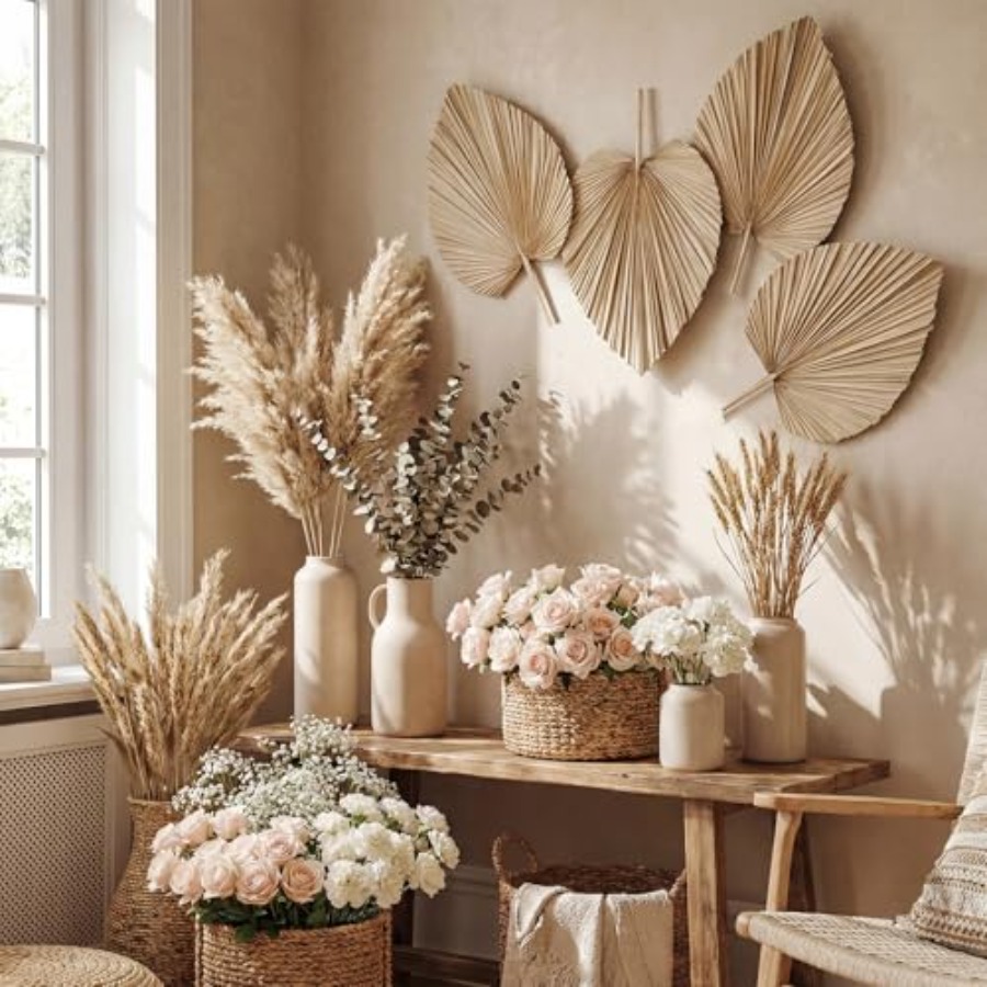 24 Pcs Dried Palm Leaves Artif - Palm Leaf Dried ulasan dan harga