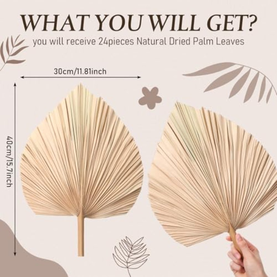 24 Pcs Dried Palm Leaves Artif - Palm Leaf Dried ulasan dan harga