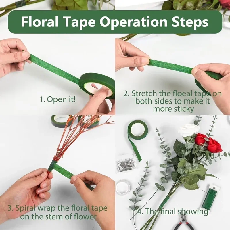 1-10rolls Bouquet Floral Stem  - Floral Tape Green ulasan dan harga