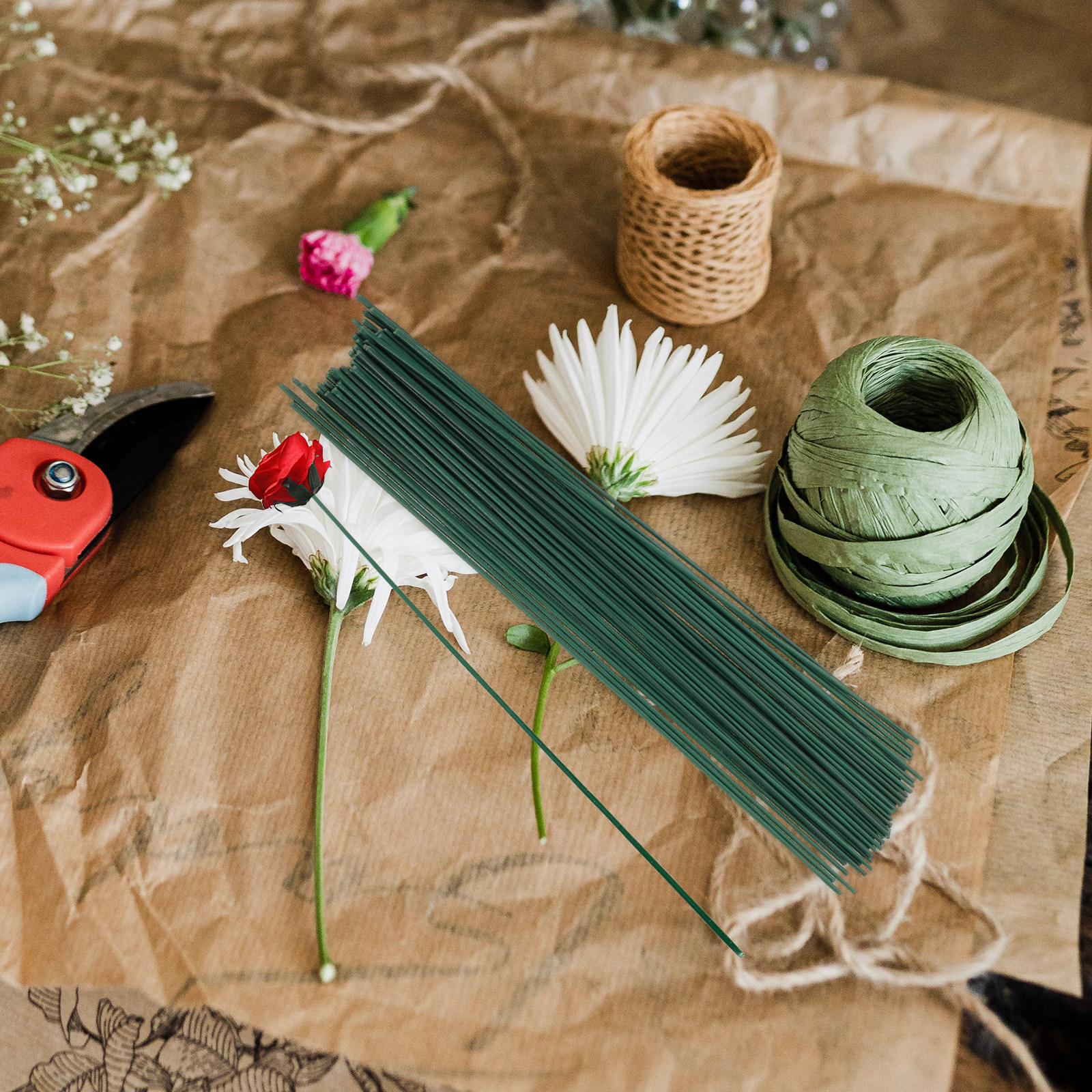 1Set Florist Tape Green and Fl - Wire Stem Florist ulasan dan harga