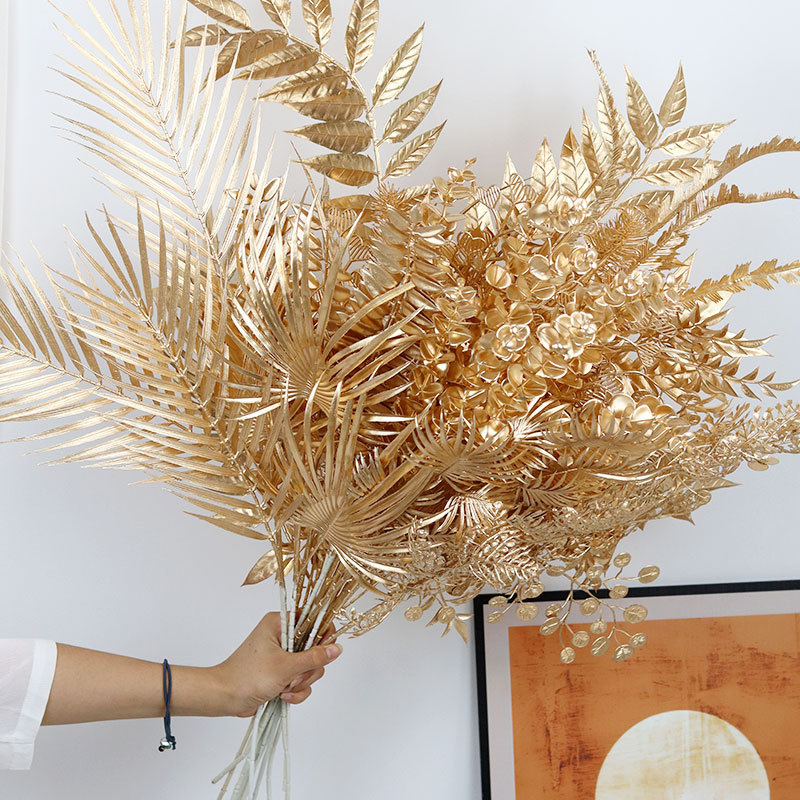 95CM Gold Artificial Plants Eu - Palm Leaf Dried ulasan dan harga