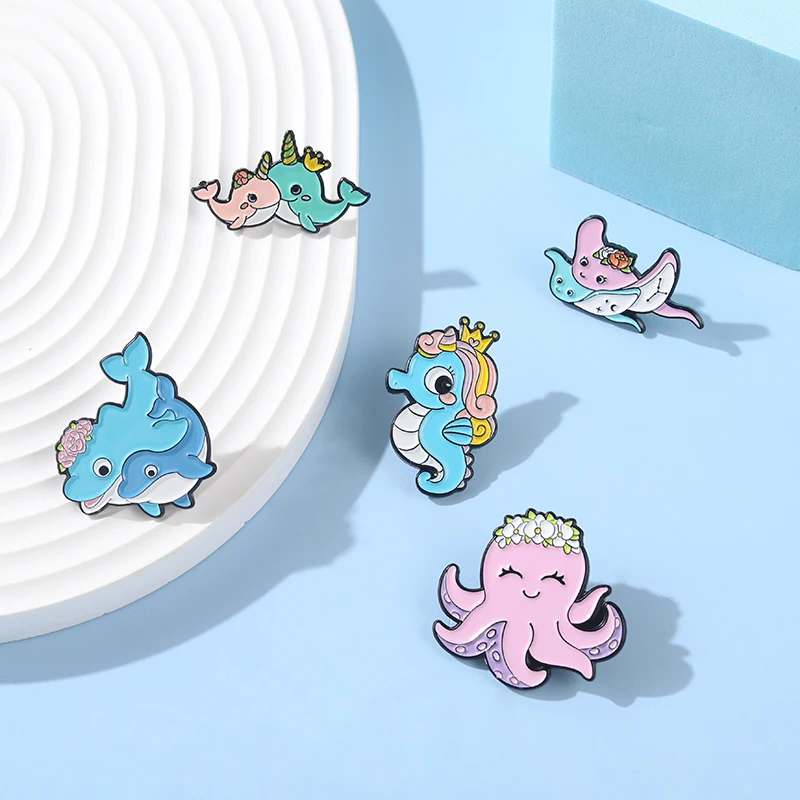 4-5PCS/SET Animal Enamel Pin B - Flower Frog Pin ulasan dan harga