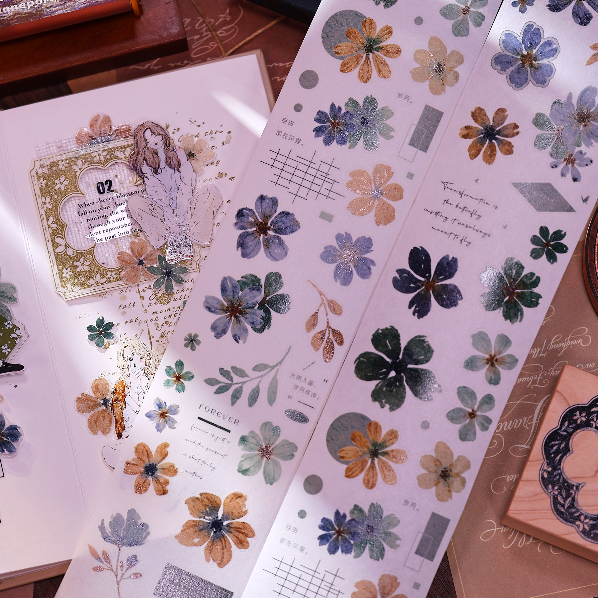 XiaoBaiJia Studio Vintage Yell - Floral Tape Green ulasan dan harga
