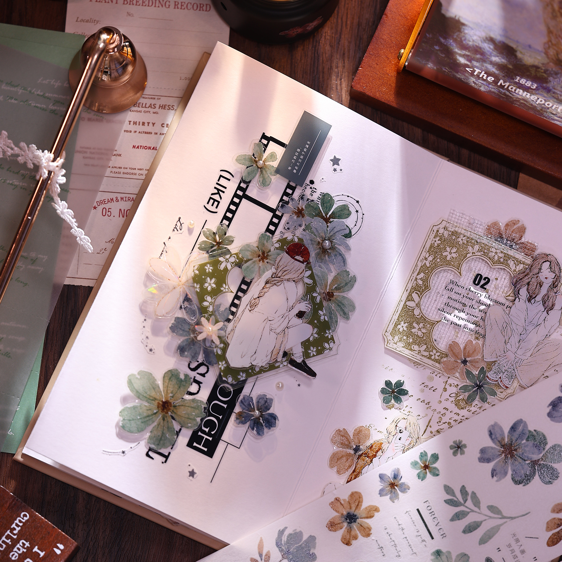 XiaoBaiJia Studio Vintage Yell - Floral Tape Green ulasan dan harga