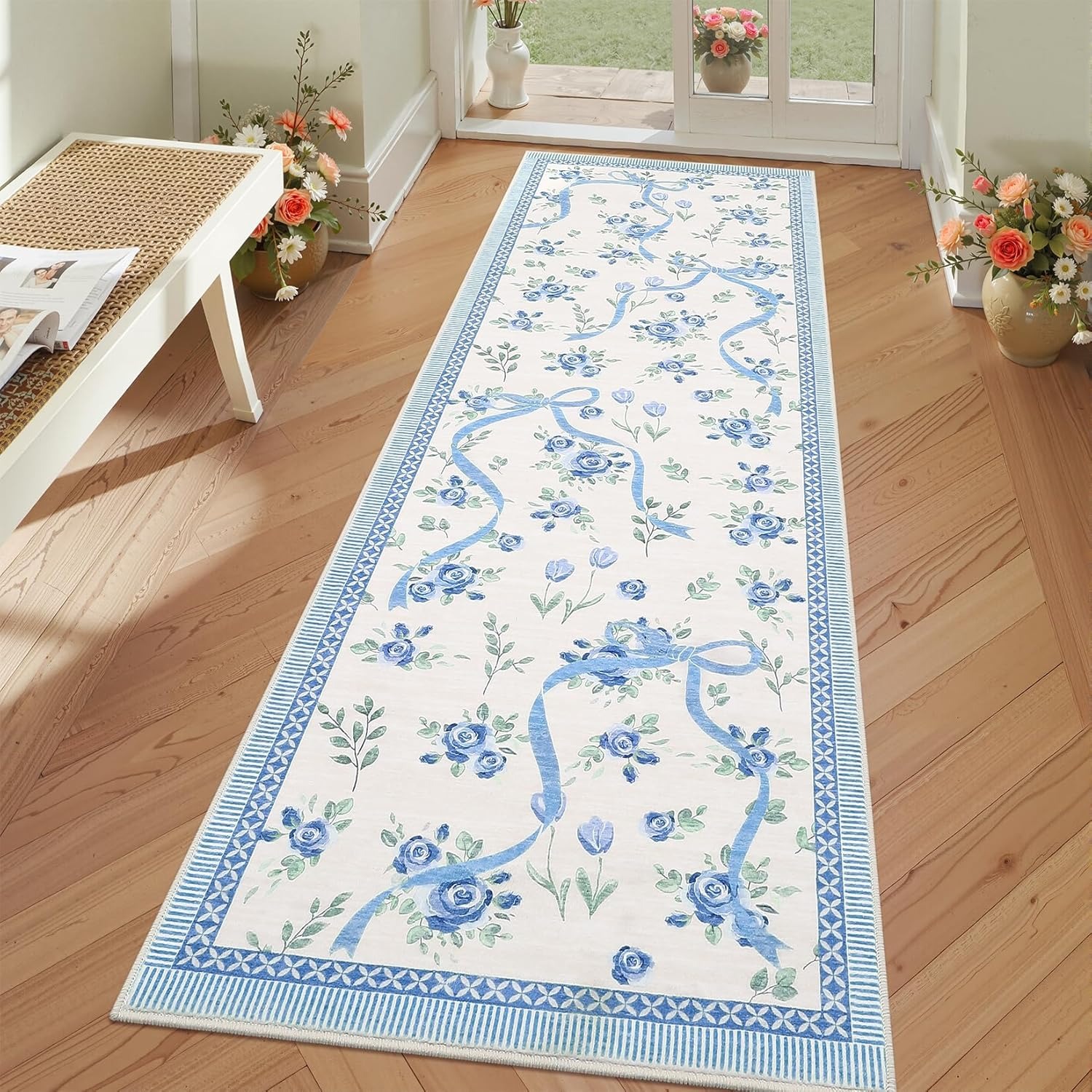 Corridor Carpet Runner Rug Mac - Floral Tape Green ulasan dan harga