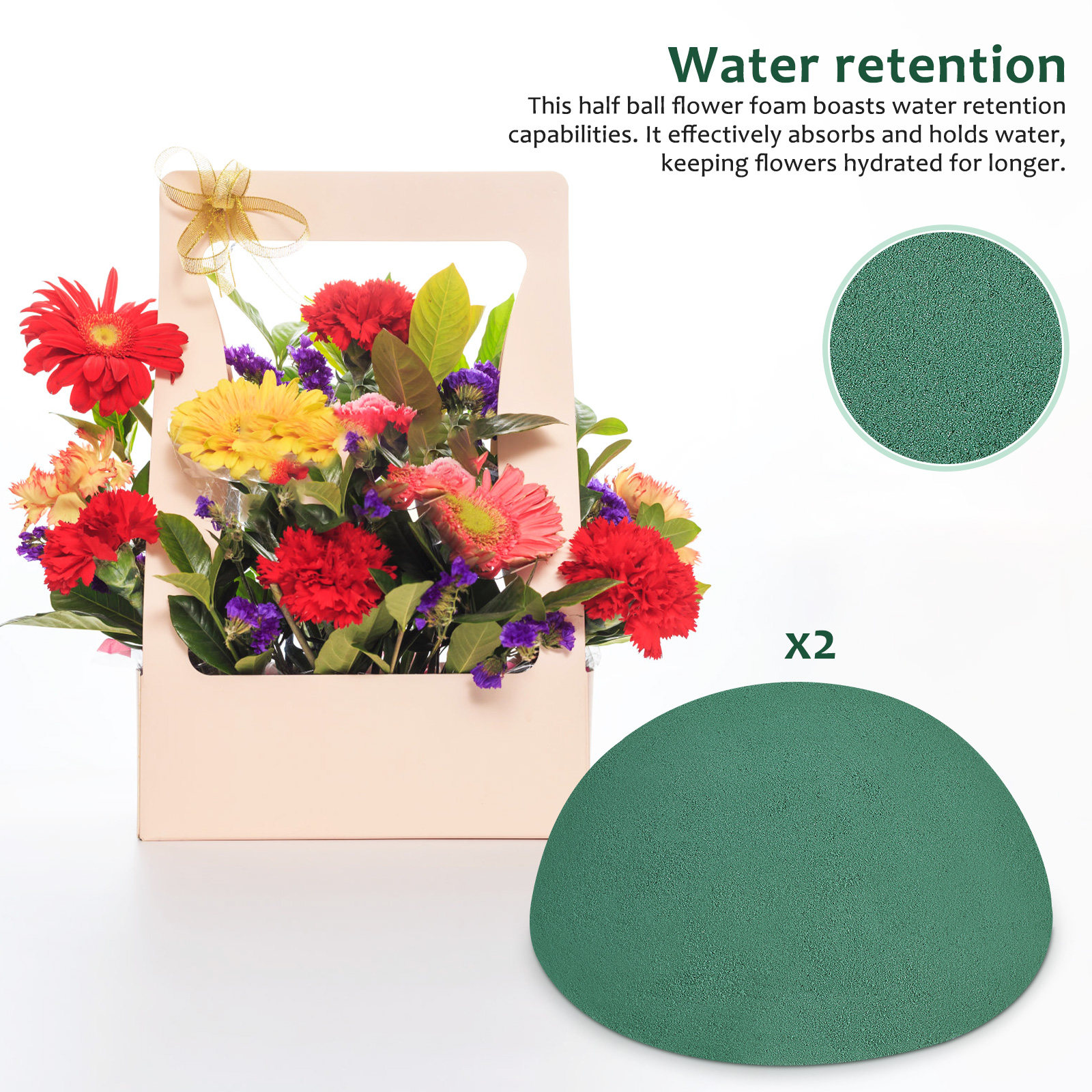 2Pcs Green Half Round Floral D - Floral Foam Oasis ulasan dan harga