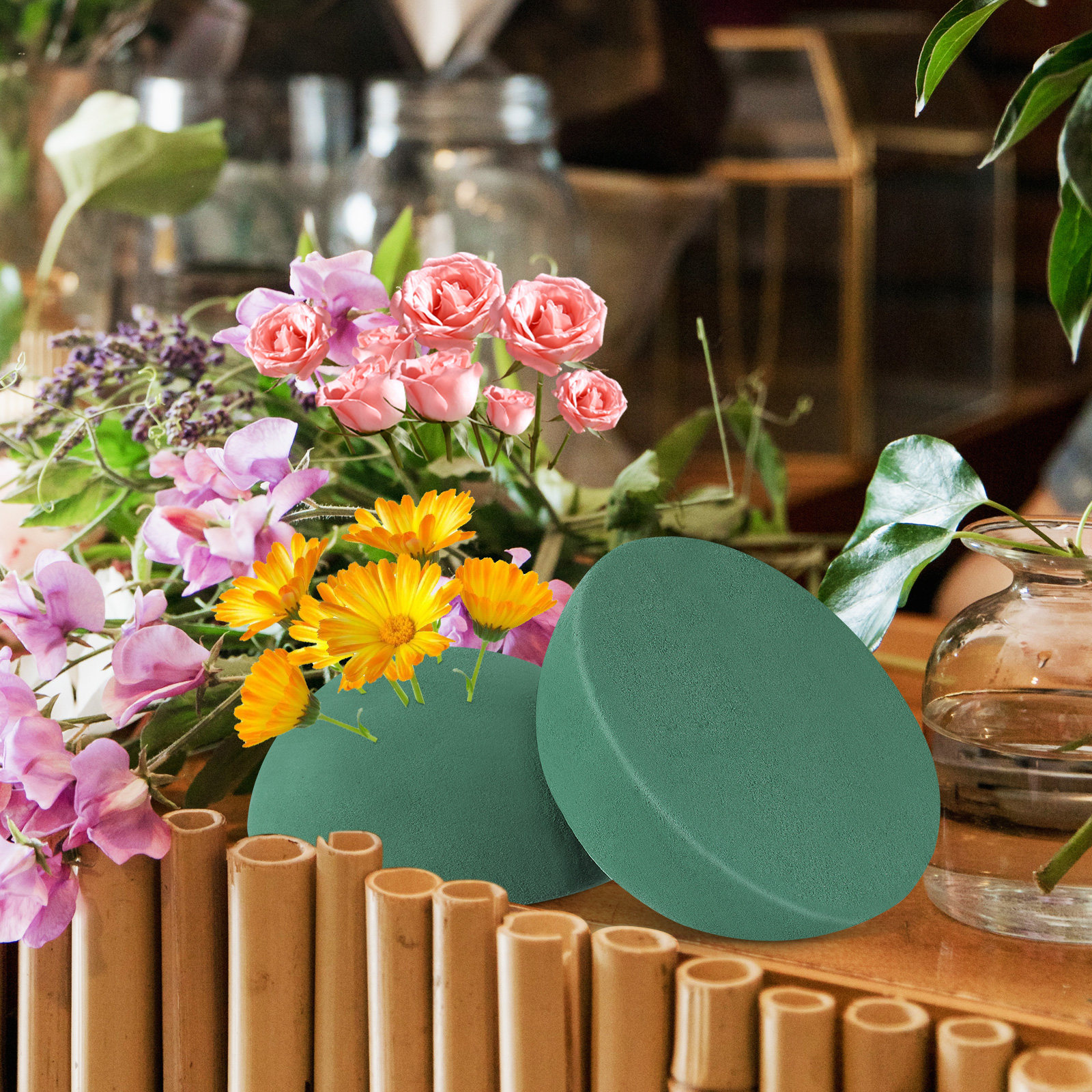 2Pcs Green Half Round Floral D - Floral Foam Oasis ulasan dan harga